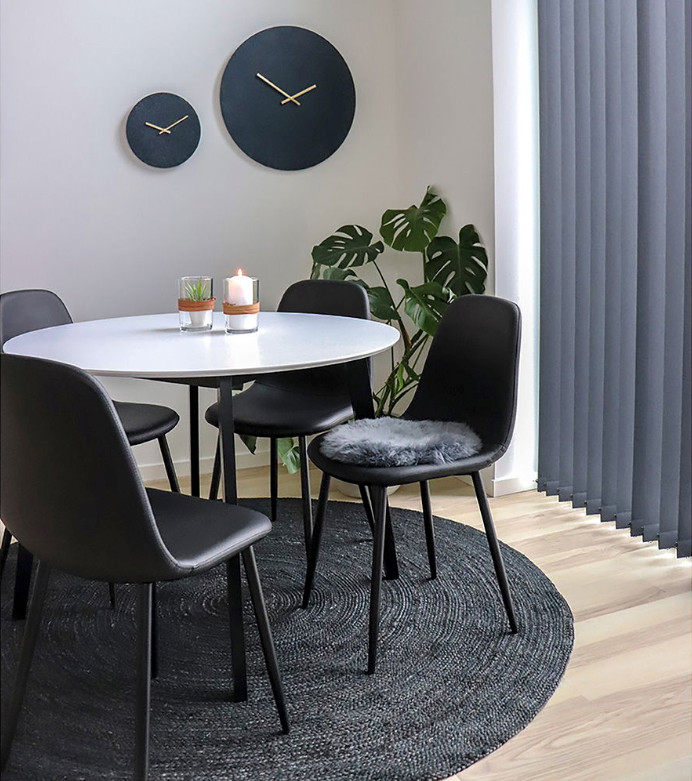 Stockholm Eetkamerstoel - Stoel in zwart PU met zwarte poten (set van 2)